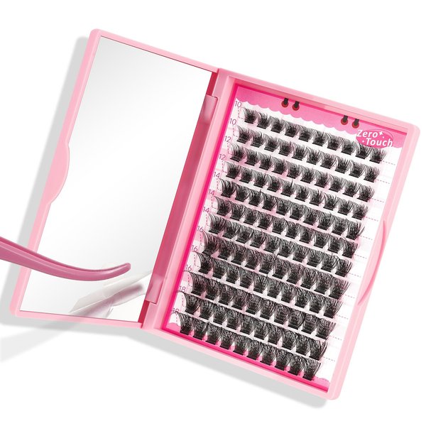 Lash Clusters, 120 Pcs Individual Cluster Lashes DIY Lash Extension Zero Touch-D-10-18mix Eyelash Clusters Volume Wispy Lashes Super Thin Band Reusable Soft & Comfortable(Velvety-D-10-18 mix)