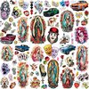 6 Sheets 3D Mexico Chicano Temporary Tattoos For Women Men Adults, Watercolor Guadalupe Tattoo Sticker, Prison Gangster Cholo Joker Chicana Halloween Tattoos Face, Tatuajes Temporales Autocolante
