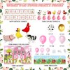 Fiesec Farm Party Decorations, Pink Barnyard Farm Animal Themed Birthday Party Decorations Girl Backdrop Balloon Arch Garland Banner Tablecloth Cake Cupcake Topper