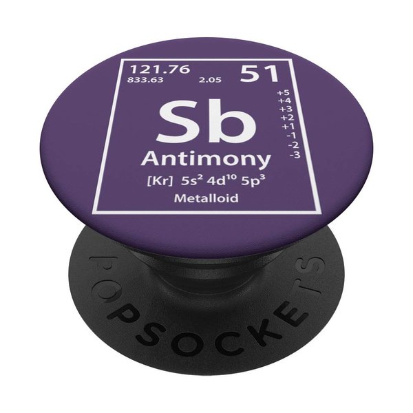 Periodic Tees Co. Antimony (Sb) Element Periodic Table Science and Chemistry PopSockets Stand for Sm