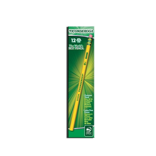 Ticonderoga Wood-Cased Pencils, Unsharpened, #2 HB Soft, Yellow, 96 Count