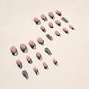 Black French Tip Press on Nails Medium Coffin Fake Nails Silver Glitter False Nails with Design Leopard Glue on Nails Short Acrylic Nails Stick on Nails for Women Manicure 24Pcs