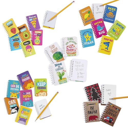 Fun Express Motivational Mini Spiral Notebook Assortment Bulk 120 Pc