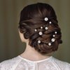 Juinte 48 Pieces Wedding Pearl Hair Pins Bridal Pearl Bobby Pins Clips for Hair U Shape Rhinestone Hair Pins Hair Accessories Barrette for Brides Bridesmaid Gril Women, 5 Sizes(Silver)
