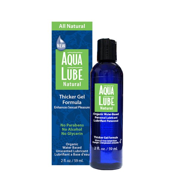 Aqua Lube Natural, Thicker Gel, Personal Lubricant, Water Based Non Sticky Formula, Toy Friendly, Gentle, Long-Lasting, Unscented Lubricant, for Men and Women, 2 Fl Oz