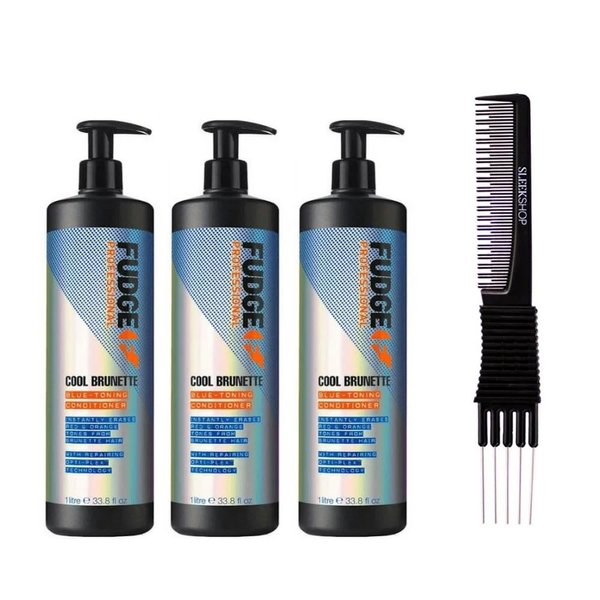 yper Fudge Cool Brunette Blue-Toning Conditioner (33.8 oz) with Teasing Comb Pack of 3