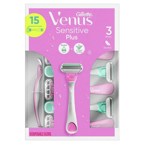 Gillette Venus Sensitive Plus Disposable Razor, 15 Count