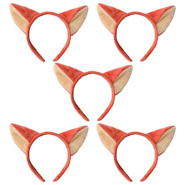 5 Pieces Fox Ears Headband Halloween Costume Animal Ears Headbands Cute Headband Fox Ears Animal Fox Cat Dog Ears Headband for Halloween Christmas Cosplay Party