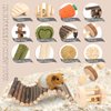 Hamster Toys Guinea Pig Toys Hamster Wheel Hamster Cage Accessories Small Animal Molar Chew Toys for Chinchillas,Gerbils,Mice,Rats,Mouse,Rabbit,Bunny Hideout Seesaw (12 Different chew Toys)