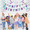 SUNBEAUTY Mermaid Happy Birthday Banner Little Mermaid Theme Birthday Decorations for Girls Ocean Theme Party Supplies for Baby Shower | Pre-Strung