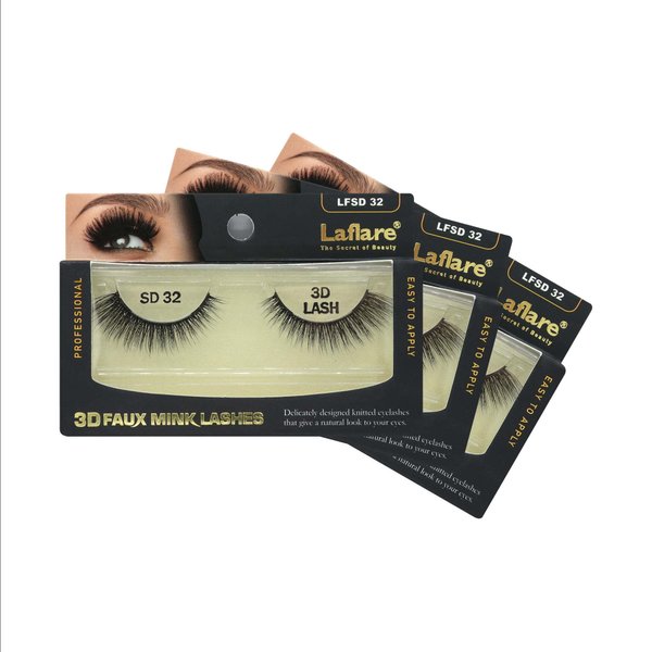 Laflare Silk Lashes 3D FAUX MINK Eyelashes, Light, Reusable, Handmade, Natural Looking, Professional Easy to Apply Eyelashes in a Knitted Style3-3 PACKS BUNDLE SPECIAL (3, SD32)