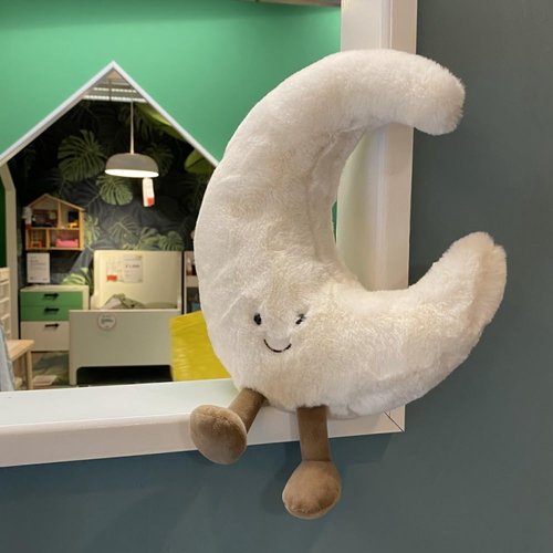 Xshelley New Sun/Moon Stuffed Plush Toy,Soft Bedside Sofa Pillows,Stuffed Animal Plushie Doll Toys Room Decoration Gift for Children (Moon)