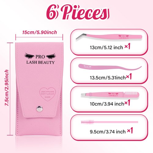 PRO Lash Tweezers Eyelash Applicator for Lash Clusters 3 IN 1 DIY Lash Extension Professional Lash Tweezers Kit Super Grip Eyelash Tweezers with Lash Brush(3 pcs-02)