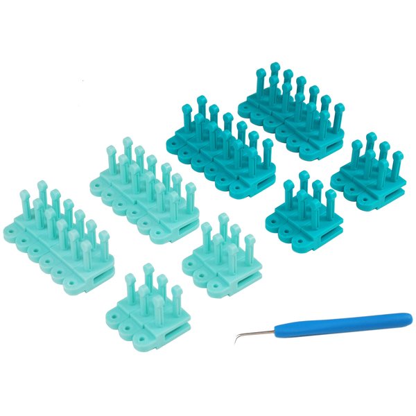 Authentic Knitting Board Flexee Chunky Loom Links, Teal & Turquoise 36 Piece
