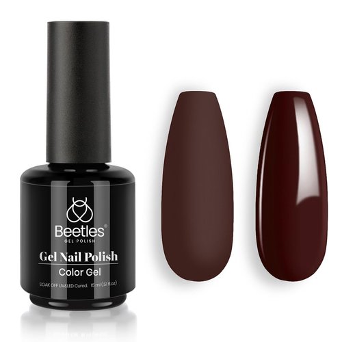 beetles Brown Gel Polish, 1Pcs 15ml Maroon Red Gel Nail Polish Dark Red Gel Polish Deep Burgundy Nail Polish, Manicure Salon DIY UV Lamp Soak Off at Home