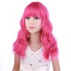 PATTNIUM Hot Pink Wig Kids Short Wavy Wig Hot Pink Wig with Bangs Girls Wig Cosplay Halloween Party Costume Wig (Hot Pink)