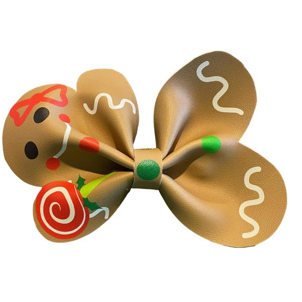 Snowman Hair Bow, Faux Leather Bow, Winter Hair Bow, Pink, Green, White, Let it Snow, Tis the Season, Candy Cane, Snowflakes, Christmas Tree, Santa (gingerbread man)