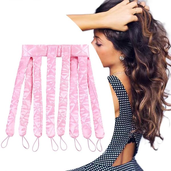 JYHi Heatless Hair Curler Rod Headband Skin No Heat Hair Curls for Long Hair with Removable Adjustable Straps Sleep In Over Night Heatless Curling Hair Roller for Women Girls Use Soft （Pink）