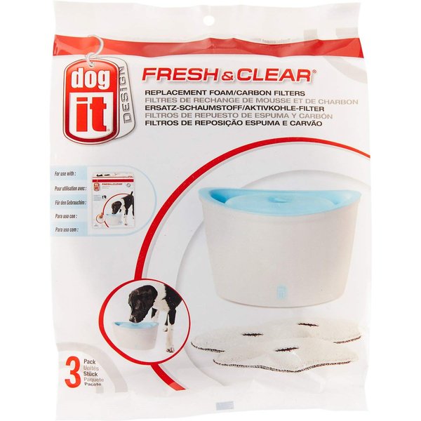 Dogit Replacement Drinking Water Fountain Filters, 3-Pack – Replacement Filters for Dogit Fresh & Clear Drinking Water Fountain and ZEUS H2EAU Elevated Dog and Cat Drinking Water Fountain
