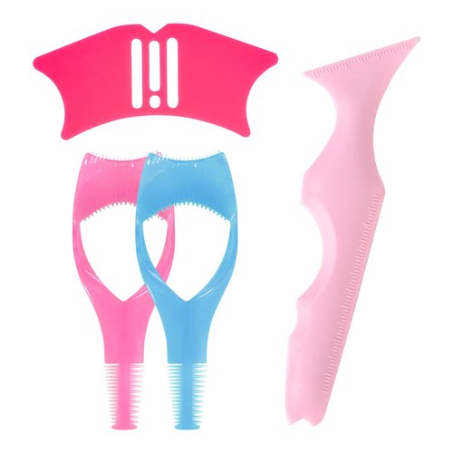 DAGEDA 4Pcs Eyeliner Tool Set, Silicone Eyeliner Stencils Nose Shadow Plastic Mascara Shield, Waterproof Makeup Tool for Eyeliner, Eyelash, Nose Contour, Eyebrow and Lip Makeup