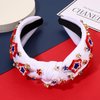 NVENF 4th of July Headbands, American Flag Star Headband Pearl Crystal Rhinestone Knotted Headbands Patriotic 4th of July Accessories Outfits for Women Holiday Gifts (Star F-White)