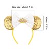 bianbaistar 1Pk Classic Mouse Ears Headband for Women Velvet Hair Bow Headwear for Girls & Boys - Sparkle Sequins Hair Bands with Big Golden Mouse Ears Essencial Accessories for Trip (Gloden Bow)