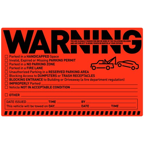 Easykart Parking Violation Stickers Notice Parking Violation Stickers Tow Stickers for Car Vehicle 50 PCs Private Parking Warning Stickers Adhesive Car Window Fluorescent Labels