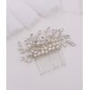 Freswhater Pearl Hair Comb Wedding Bridal Silver Crystal Accessory Headpiece for Brides Weddings Bridesmaids Prom Women