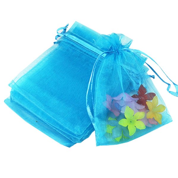 50 Pcs Per Pack 4x6 Gifts Wrap Bags Aqua Blue, Organza Sheer Fabric, Drawstring Transparent Mesh Bags for Baby Shower Favor,Anniversary,Dried Lavender Flowers,Confetti,Women Lipstick,Halloween,Travel