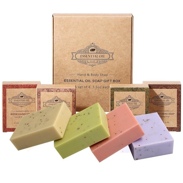 kastu Essential Oil Soap Bar Set for Face & Body,Moisturizing,Softer Skin,Deep Cleansing,Natural Handmade Soap,Hypoallergenic Beauty Bar Sensitive Skin With Gentle Cleanser,For Men Women