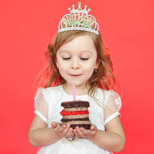 AHONEY Birthday Princess Crown Tiara for Girls Women, Birthday Girl Headband, Happy Princess Birthday Party Decorations Gifts (Green)