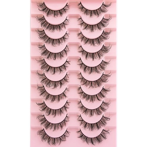 KOUSEI False Eyelashes Wispy Lashes Curled Lashes 8d Crossed Glamour Lash Natural Fake Lashes Fluffy Faux Mink Lashes 10 Pairs Pack