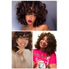 ELIM Curly Wigs for Black Women Short Kinky Curly Brown Wigs for Women Big Curly Afro Soft Wig with Bangs Heat Resistant Natural Cute Synthetic Wig with Accessories Z301BR