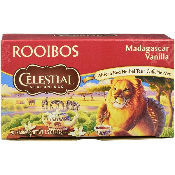 Celestial Seasonings Red Tea Caffeine Free Madagascar Vanilla - 20 Tea Bags - Case of 6