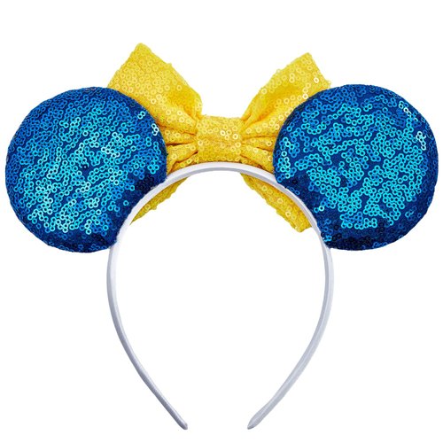 Opzzqz Mouse Ear Headbands for Women Giltter Bow Headband for Girls and Adult Birthday Party Decorations for Halloween Christmas (Snow01)