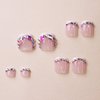 24 Pcs White French Pink Press on Toenails - YEFIUO Press on Toe Nails Fake Nails Gel X Nail Art Tips Full Cover Acrylic False Nails with 3D Rhinestone Charms Design Nails Press ons Glue on Nails