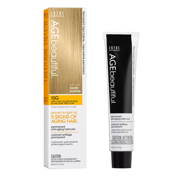 AGE beautiful Permanent Hair Color Dye Liqui Creme | 100% Gray Coverage | Anti-Aging Haircolor | Biotin for Thicker, Fuller Hair | Professional Salon Coloring | 10G Very Light Golden Blonde