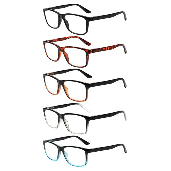Kerecsen 5 Pack Reading Glasses for Men and Women Readers with Spring Hinges Fashion Eyeglasses (5 Pack Mix Color, 1.5) Medium
