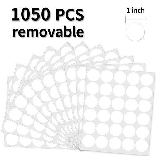 Yeachlaing 1 Inch Removable Color Code Dot Sticker Round Labels,Garage Sale Stickers Price Tags Label Blank Yard Sale Circle Dot Stickers Removable Writable Not Blurry (1050 Pack,White)