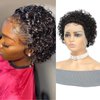Short Curly Pixie Cut Lace Front Wigs Human Hair, 13X1 HD Lace Front Wigs Plucked for Black Women 6 Inch, Natural Black (6", 13x1, 1B, Pixue Cut Wig)