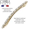 Camila Paris GA266 4.25 Inch Skinny Hair Barrette Clip Gold with Multiple Rounds Swarovski Crystals Stones, French Hair Accessories for Women, Handmade. Styling Girls Hair Ornaments. Made in France