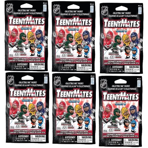 Teenymates Party Animal 2021 NHL Series 8 Hockey Figures Gift Set Party Bundle, Lot of 6 Mystery Packs