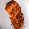 JYZ Hot Orange Color HD Transparent Human Hair Wigs for Women 150% Preplucked Lace Front Wig Human Hair with Baby Hair Wavy Glueless T-Part Lace Front Wigs 13X1X4 Human Hair Wigs 18 Inch Middle Part