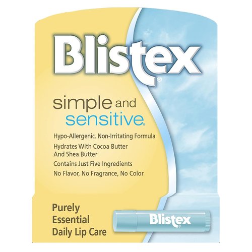 Blistex Simple and Sensitive Hypo-allergenic, Non-irritating Lip Moisturizer, (5-pack)