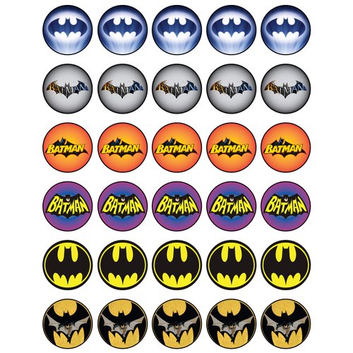 30 x Edible Cupcake Toppers – Batman Mixed Party Collection of Edible Cake Decorations |Edible Wafer Sheet