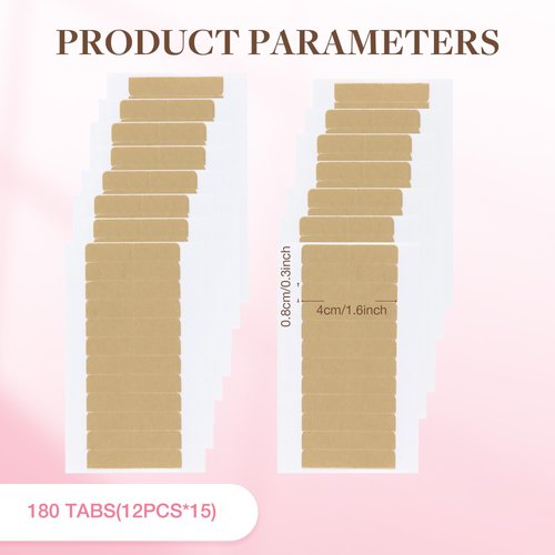 GOO GOO Hair Extension Tape Double Sided Adhesive Replacement Tape, Professional Strong Tapes for Tape in Hair Extensions 180pcs, 1.6 * 0.3inch per Piece