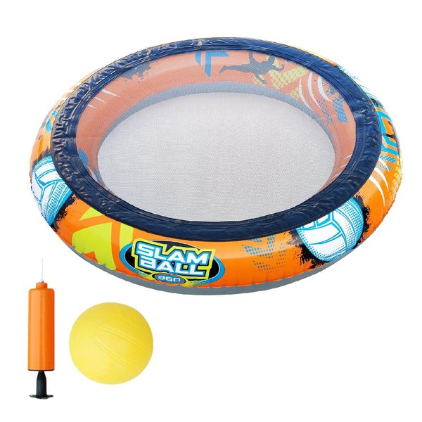 Banzai SLAM Ball 4 Person 360 Degree Inflatable PVC Plastic High-Energy Outdoor Swimming Pool or Lawn Target Net Ball Game for Ages 8+