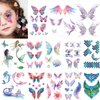 Butterfly Temporary Tattoos Glitter 14 Sheets Sticker Fairy Festival Rave Accessories for Women Eye Face Makeup Party Gifts Decoration Waterproof Butterfly Temporary Stickers