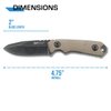 MTech USA – Fixed Blade Knife – Neck Knife – Stonewashed Finish Blade w/ Tan G10 Handle, Full Tang, Kydex Sheath with Ball Chain - Hunting, Camping, Survival, Tactical, EDC – MT-20-30