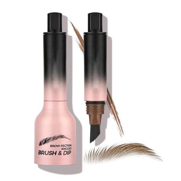 Liquid Eyebrow Brush, Beginner Brow-Fection Angled Brush & Dip, Waterproof Long Lasting Smudge Proof Brow Pencil with Square Brush and Dip for Eyebrows, Sideburns and Beard (#02 taupe)